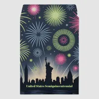 Patriotic Fireworks Skyline Commemorative Design Envelope Mailers