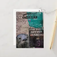  Otter with Vintage Ads Collage Postcard
