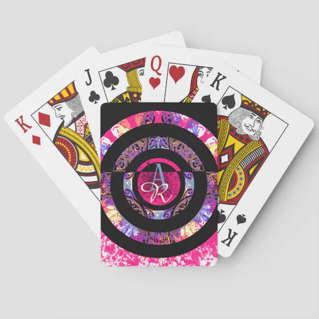 Pink modern mandala poker cards