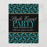 Teal Black  Office Party Invitation Cards