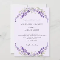 Lavender florals violet evening wedding  invitation