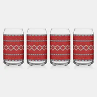 Southwest Mesas Red & Turquoise Geometric Pattern Can Glass