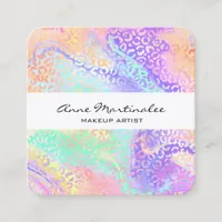 Abstract Leopard Print Marble Square Business Card