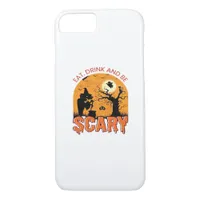 Eat Drink And Be Scary Halloween Scene Vintage Gra iPhone 8/7 Case