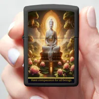 Buddha amid lotus blooms. zippo lighter