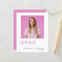Budget Grad Photo Pink Graduation Announcement