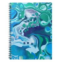 Blue Green Digital Marble Fluid Art   Notebook