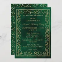 Green Gold Elegant Corporate Holiday Party Invitation