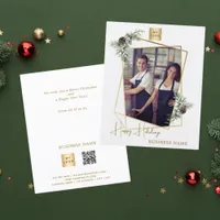 Photo geometric QR business Christmas greetings Flyer