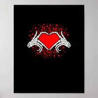 Funny Skeleton Hand Heart Valentines Day Playful Poster