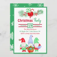 Cute Watercolor Gnomes Festive Christmas Party  Invitation