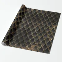 Black and Gold Dragon Scales Wrapping Paper