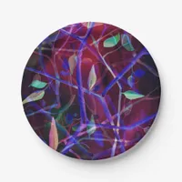 Artdeco pattern Purple Burgundy Foliage Paper Plates