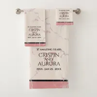 Elegant 37th Alabaster Wedding Anniversary Bath Towel Set