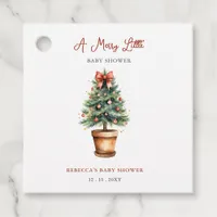 Red Bow Christmas Tree Merry Little Baby Shower Favor Tags