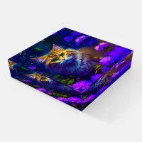 Cute Orange Kitty Cat in Flowers Paperweight