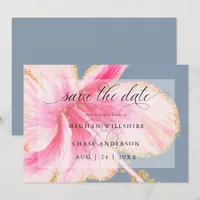 Tropical Rustic Watercolor Pink Flower Save The Da Date