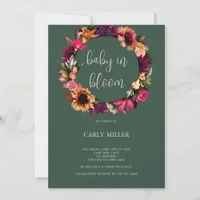 Baby In Bloom Bold Green Floral Baby Shower Invitation