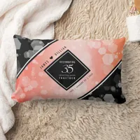 Elegant 35th Coral Wedding Anniversary Celebration Lumbar Pillow