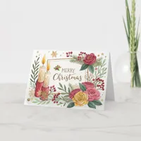 Candles & Flowers Christmas Card