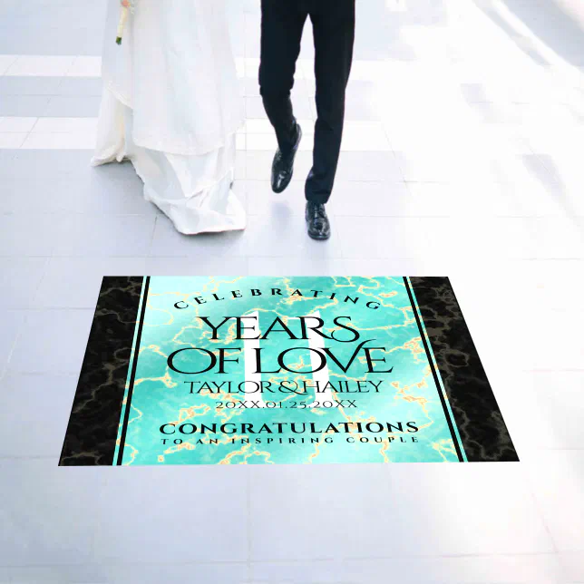 Elegant 11th Turquoise Wedding Anniversary Floor Decals