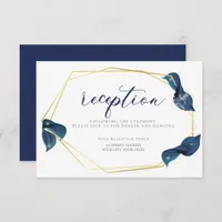 RECEPTION | Modern Deep Indigo Blue and Gold Invitation