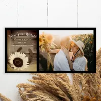 Sunflower Horseshoe Country Western Wedding Sepia Save The Date