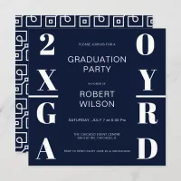 Navy Blue White Bold Typography Graduation Party I Invitation