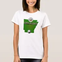 Arkansas Map, Seal and State Faux Quarter T-Shirt