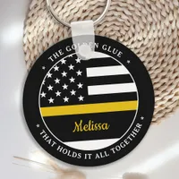Thin Gold Line Personalized 911 Dispatcher  Keychain