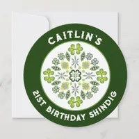 Shamrock Mandala 21st Birthday Party Invitation