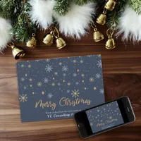 Snowflakes Blue Merry Christmas Business Holiday Card