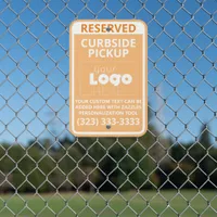 White Logo On Orange Curbside Pickup Parking Only Metal Sign