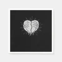 Monochrome Skeleton Hand With Heart Classic Napkins