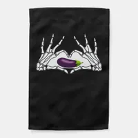Eggplant Classic - Skeleton Hands Heart Garden Flag