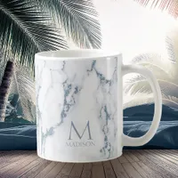 Modern Marble Glitter Monogram Dusty Blue ID816 Coffee Mug