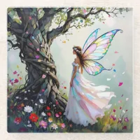 Fairytale Inspired Fairy and Whimsical Tree Glass Coaster