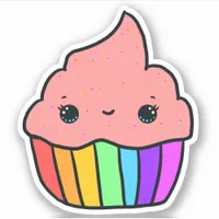 Cute Rainbow Cupcake Sprinkles Sticker