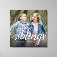 Custom Siblings Brother Sister Photo Handwriting Canvas Print
