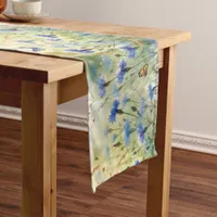 Watercolor Blue Floral Cornflower Germany | Long Table Runner