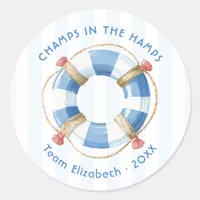 Champs in the Hamps Coastal Bachelorette Weekend Classic Round Sticker
