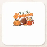 Tis The Season Football Mug Autumn Design Square Paper Coaster