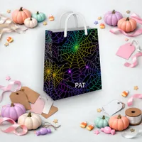 Radiant Rainbow Webs Halloween Pattern Design Medium Gift Bag