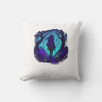 Fey Gothic Emo Goblincore Aesthetic  Forest Graphi Throw Pillow
