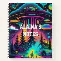 Personalized Psychedelic UFO Fantasy Art Notebook