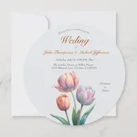 Romantic and Poetic Pastel Tulips Watercolor  Invitation