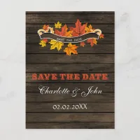 Barnwood Rustic Fall wedding save the Date Announcement Postcard