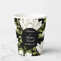 Elegant Black & White Floral Wedding: Calligraphy  Paper Cups