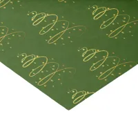 Abstract Sparkling Gold, Green Christmas Tree Tissue Paper