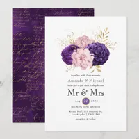 Pink and Purple Floral Wedding Invitation